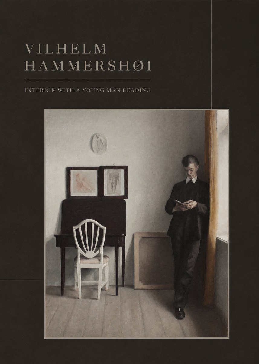 Vilhelm Hammershøi Interior with a Young Man Reading No3 - Plakát