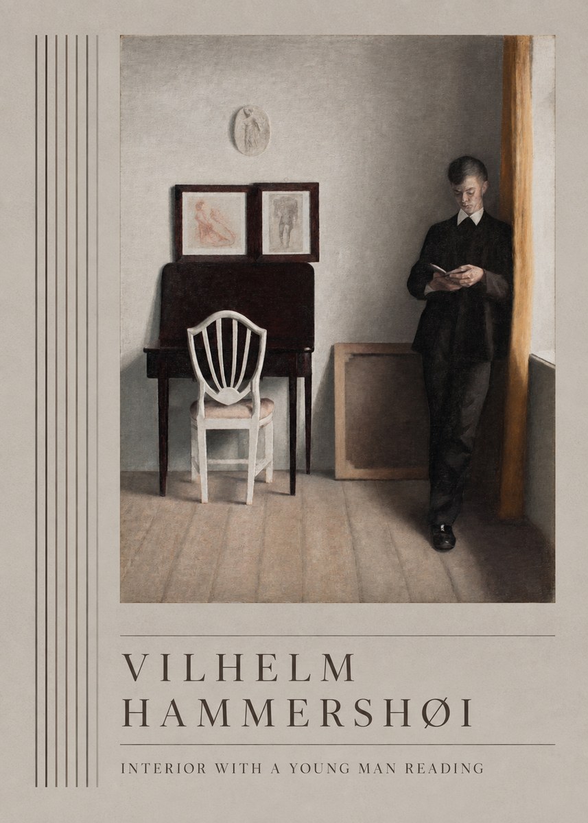 Vilhelm Hammershøi Interior with a Young Man Reading No5 - Plakát