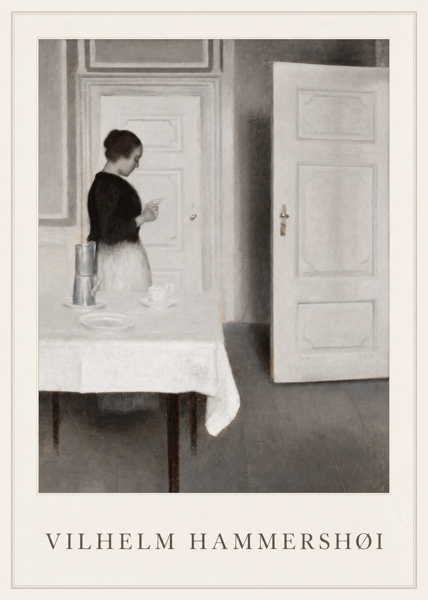Vilhelm Hammershøi Interior with a Woman Reading a Letter No1 - Plakát
