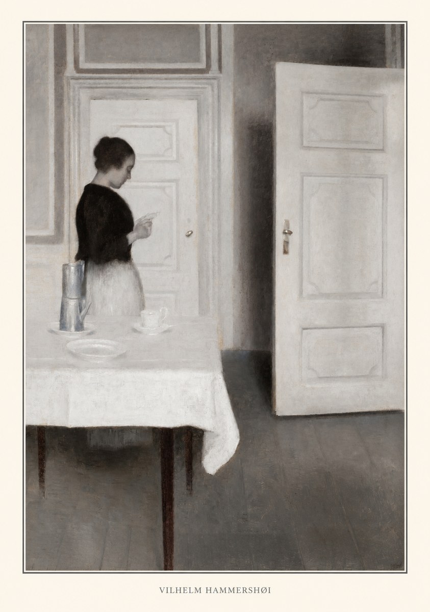 Vilhelm Hammershøi Interior with a Woman Reading a Letter No4 - Plakát
