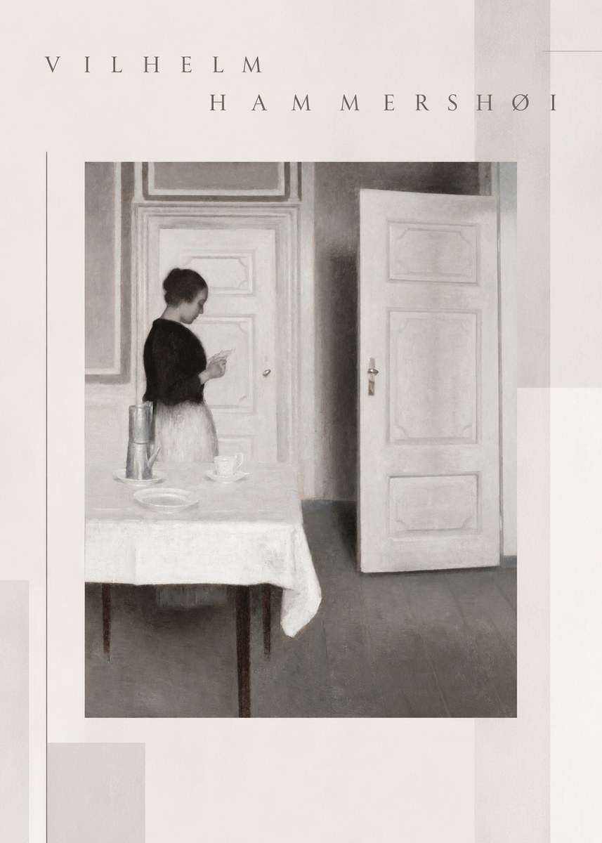 Vilhelm Hammershøi Interior with a Woman Reading a Letter No6 - Plakát