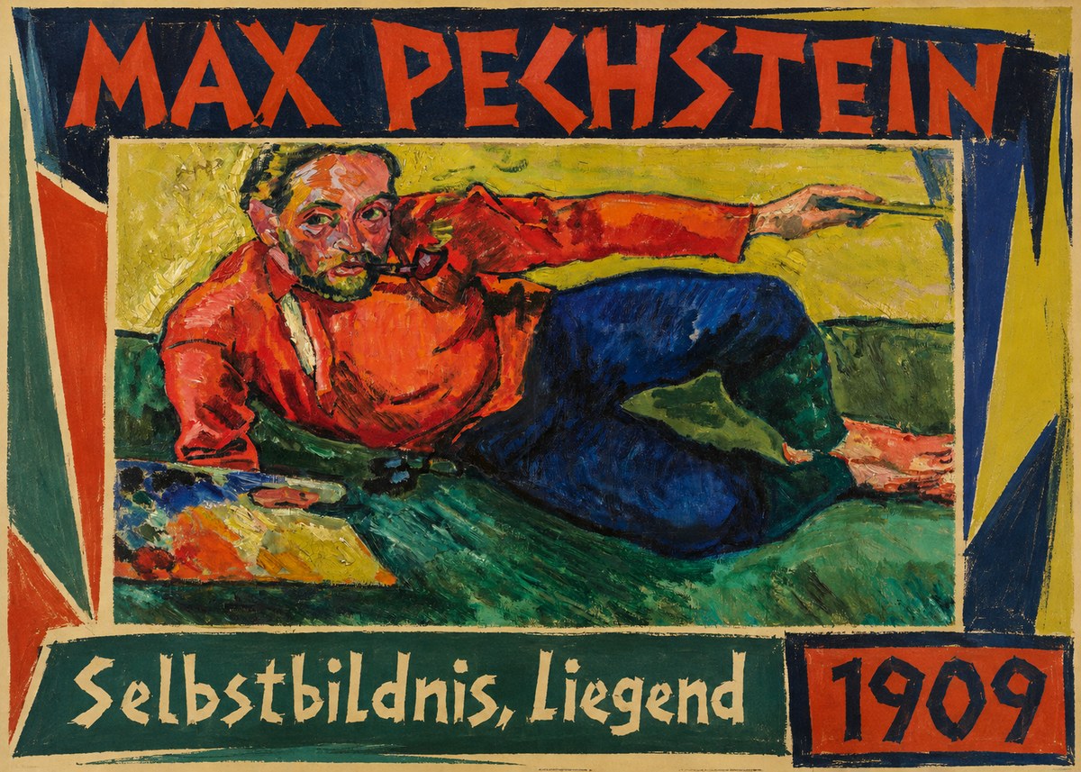 Max Pechstein Selbstbildnis, Liegend No1 - Plakát