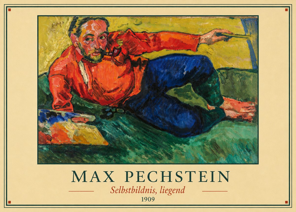 Max Pechstein Selbstbildnis, Liegend No3 - Plakát