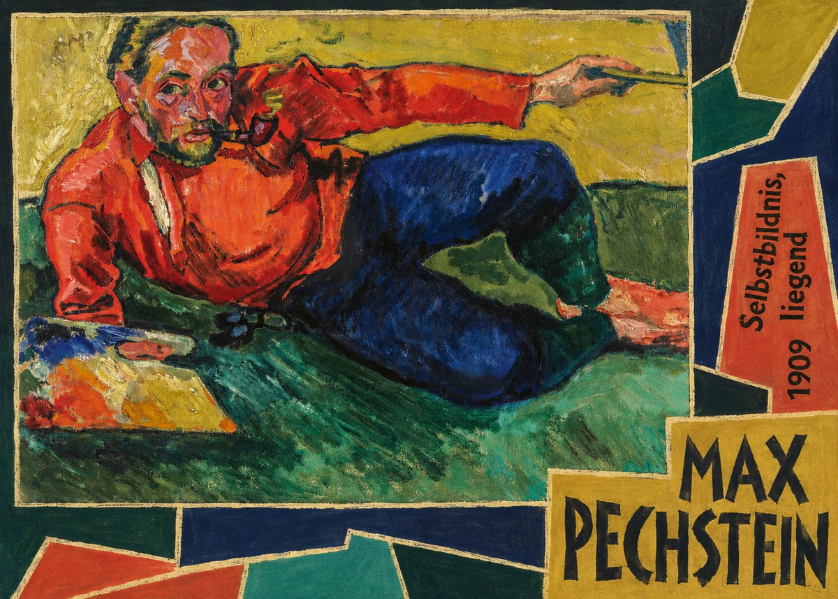 Max Pechstein Selbstbildnis, Liegend No5 - Plakát