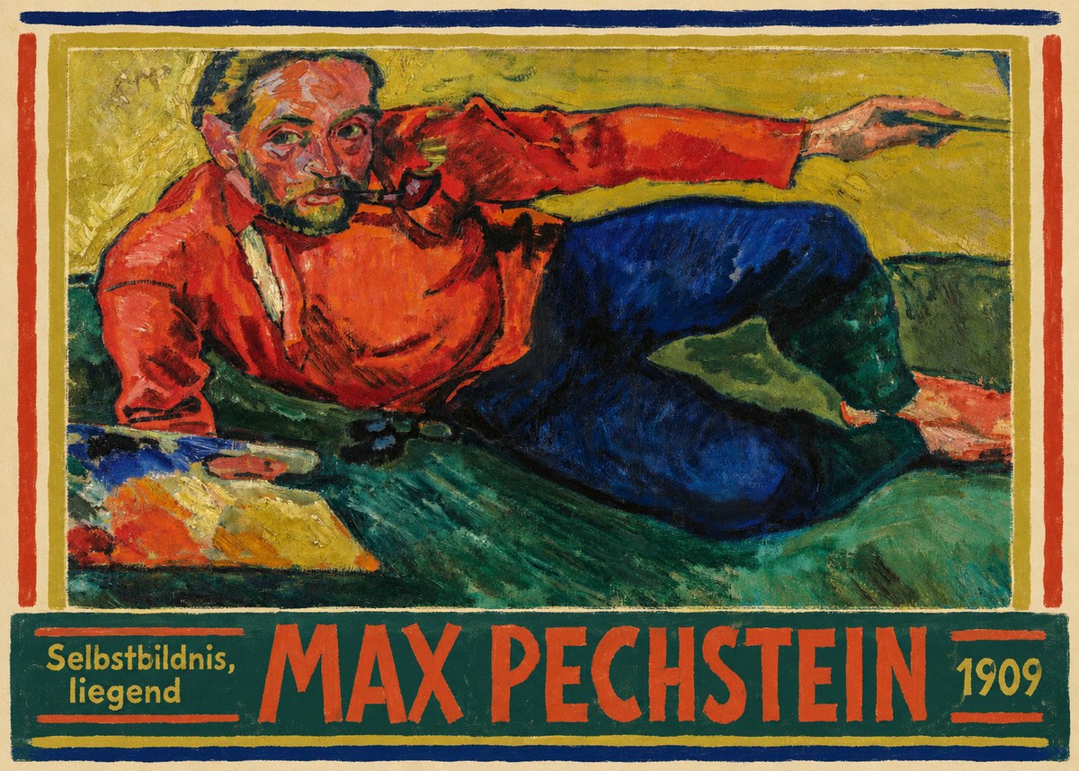 Max Pechstein Selbstbildnis, Liegend No6 - Plakát