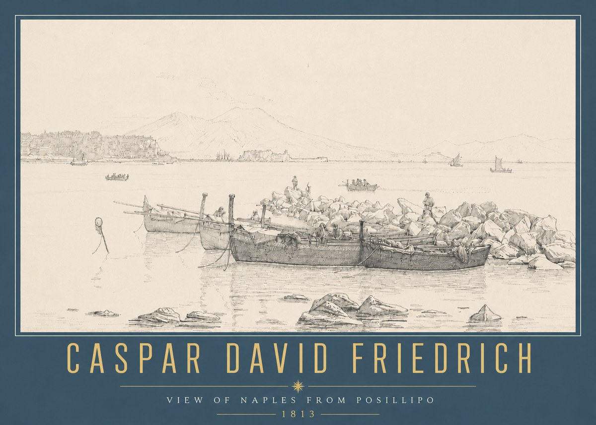 Caspar David Friedrich View of Naples from Posillipo No4 - Plakát
