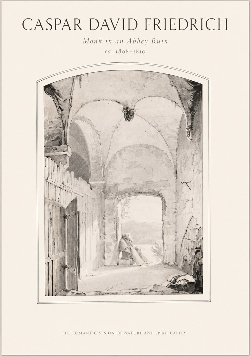 Caspar David Friedrich Monk in an Abbey Ruin No1 - Plakát