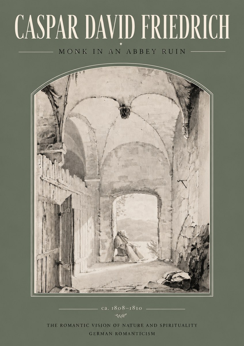 Caspar David Friedrich Monk in an Abbey Ruin No6 - Plakát