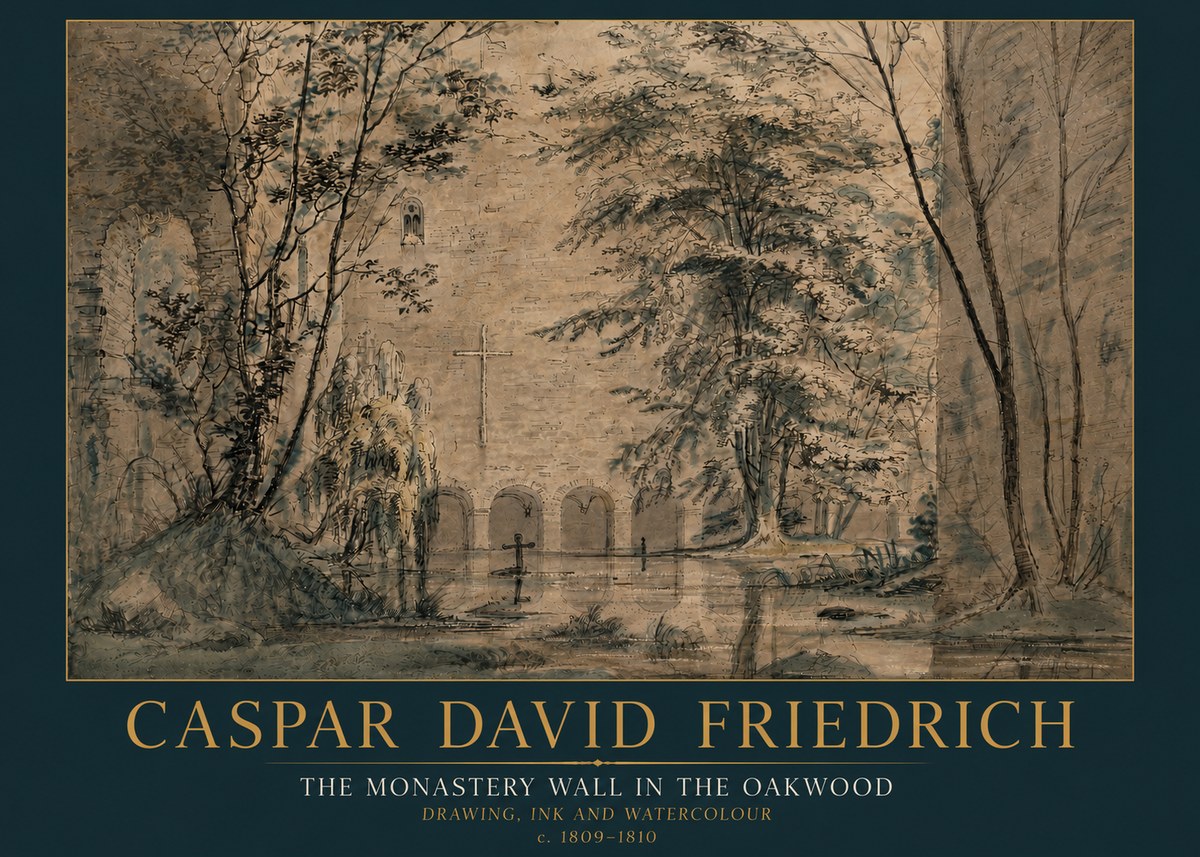 Caspar David Friedrich The Monastery Wall in the Oakwood No5 - Plakát