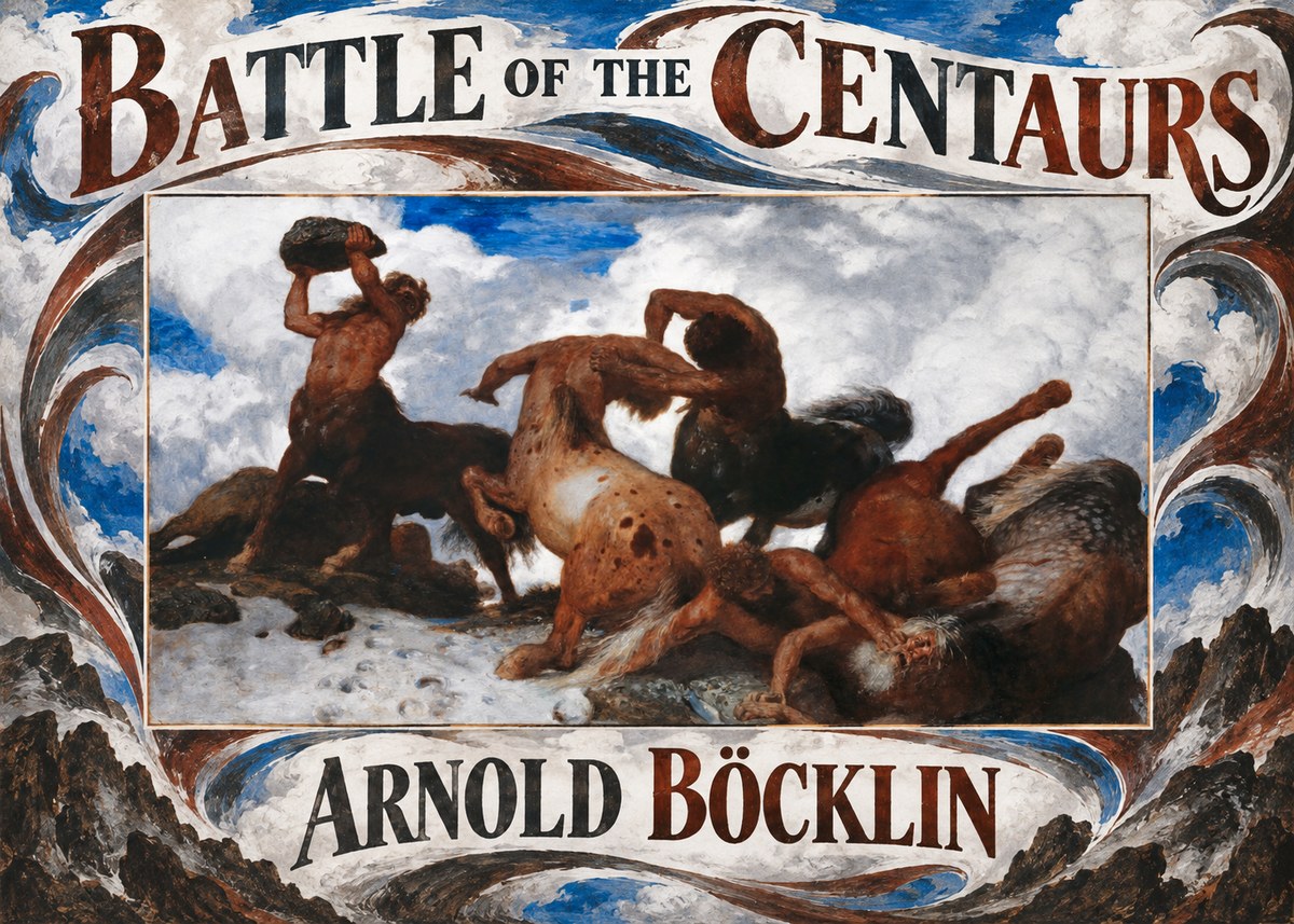 Arnold Böcklin Battle of the Centaurs No5 - Plakát