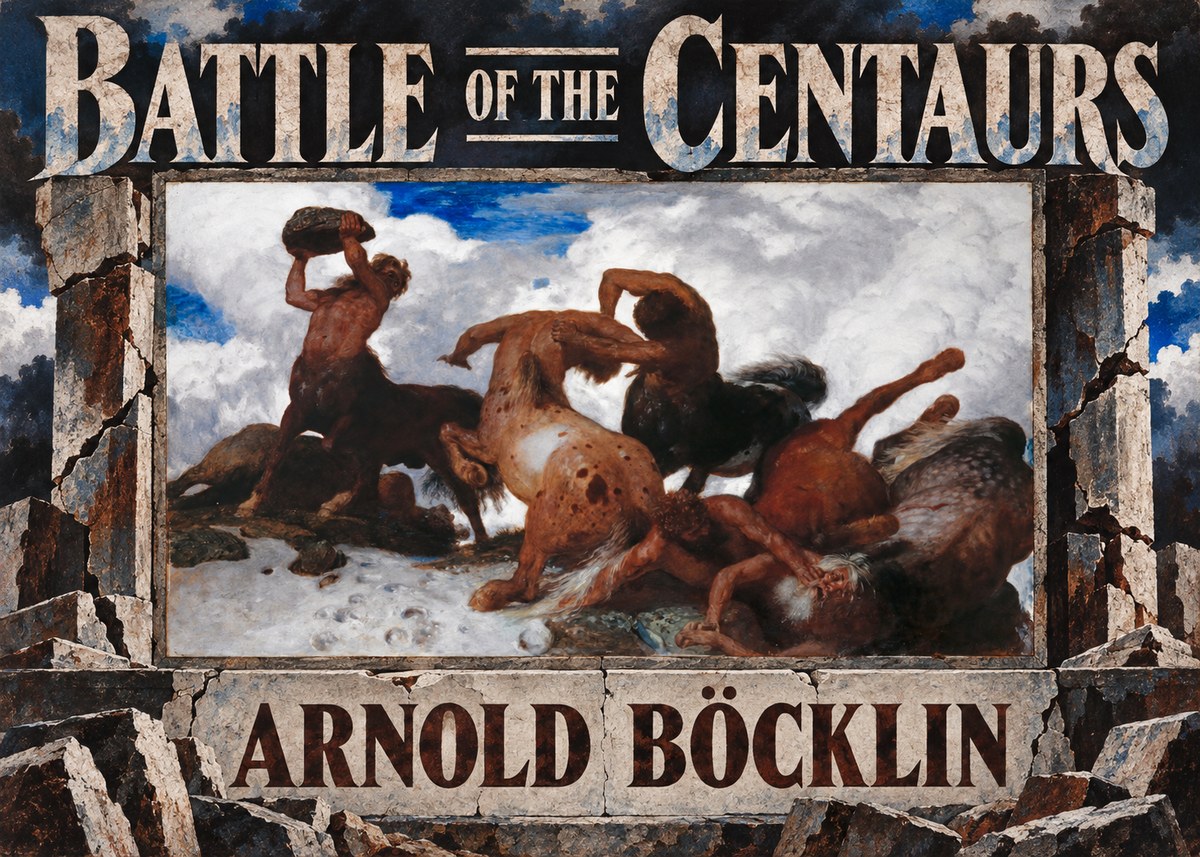 Arnold Böcklin Battle of the Centaurs No6 - Plakát