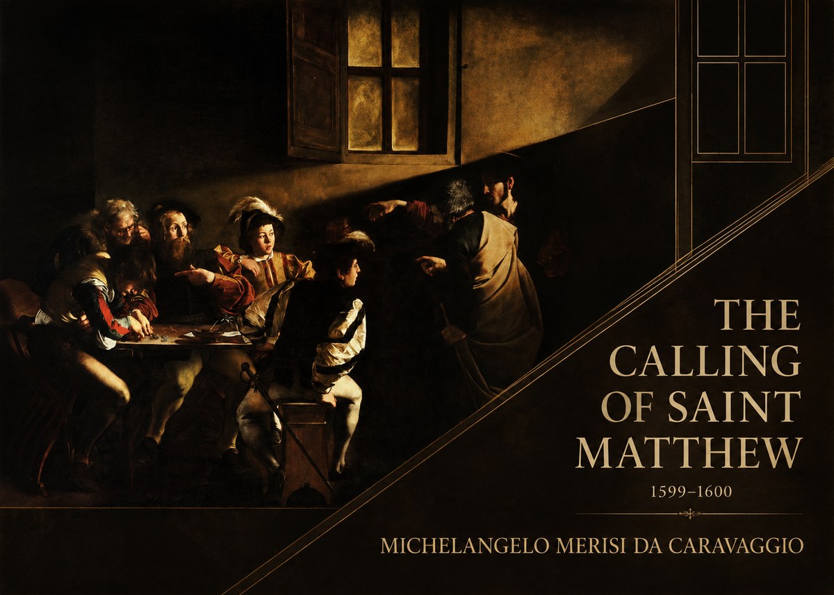 Michelangelo Merisi da Caravaggio The Calling of Saint Matthew I No2 - Plakát