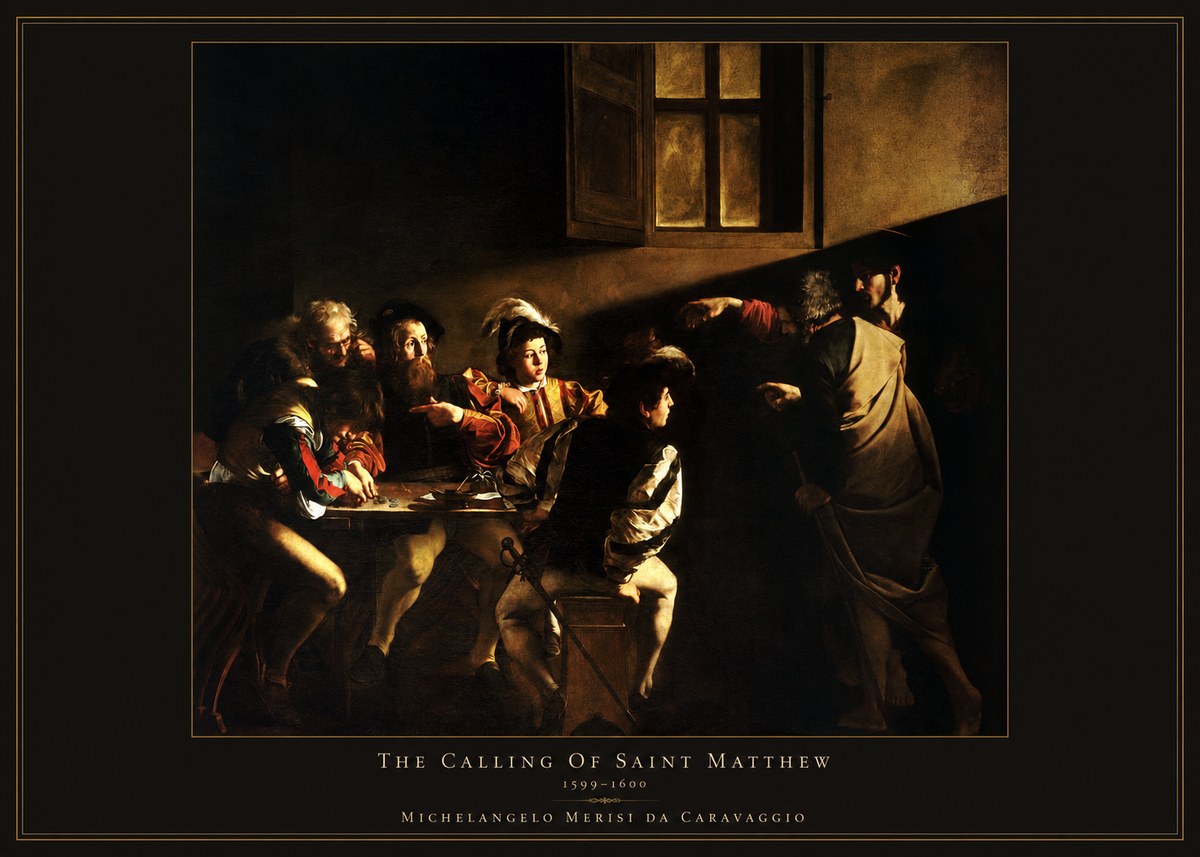 Michelangelo Merisi da Caravaggio The Calling of Saint Matthew I No4 - Plakát