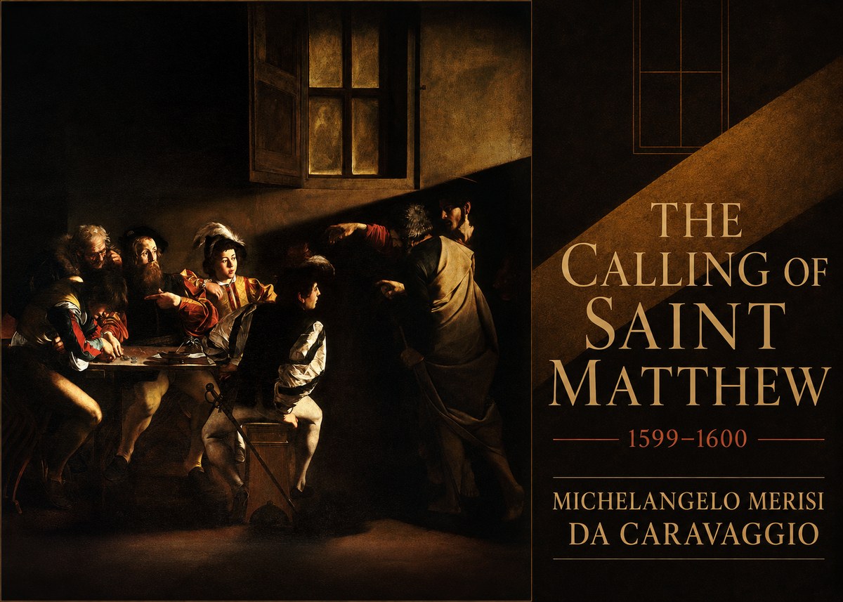Michelangelo Merisi da Caravaggio The Calling of Saint Matthew I No6 - Plakát