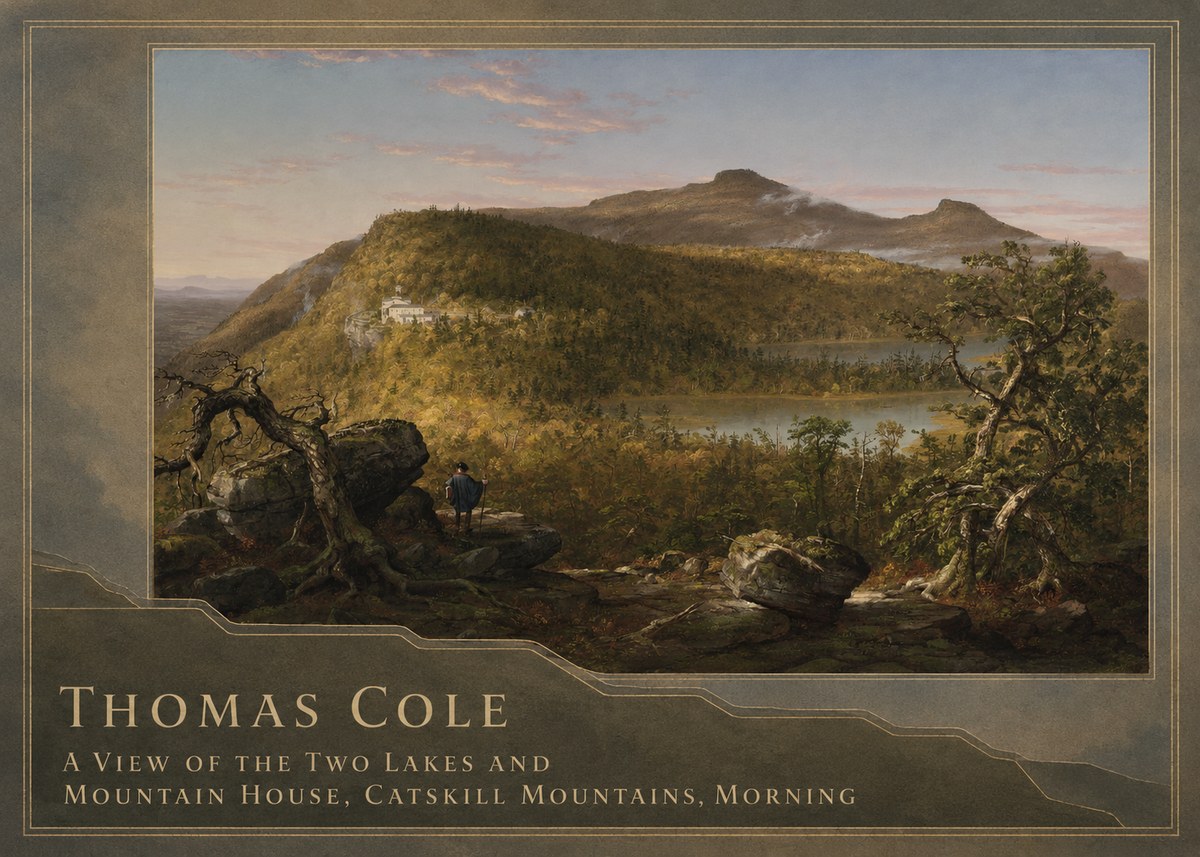Thomas Cole A View of the Two Lakes and Mountain House, Catskill Mountains, Morning No2 - Plakát