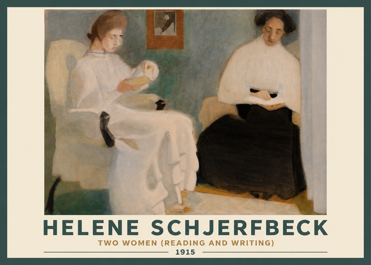 Helene Schjerfbeck Two Women (Reading and Writing) No3 - Plakát