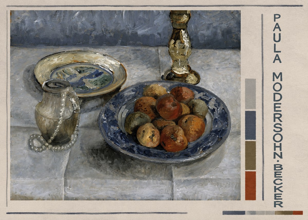 Paula Modersohn-Becker Still Life with Candlestick, Pitcher, and Fruit No6 - Plakát