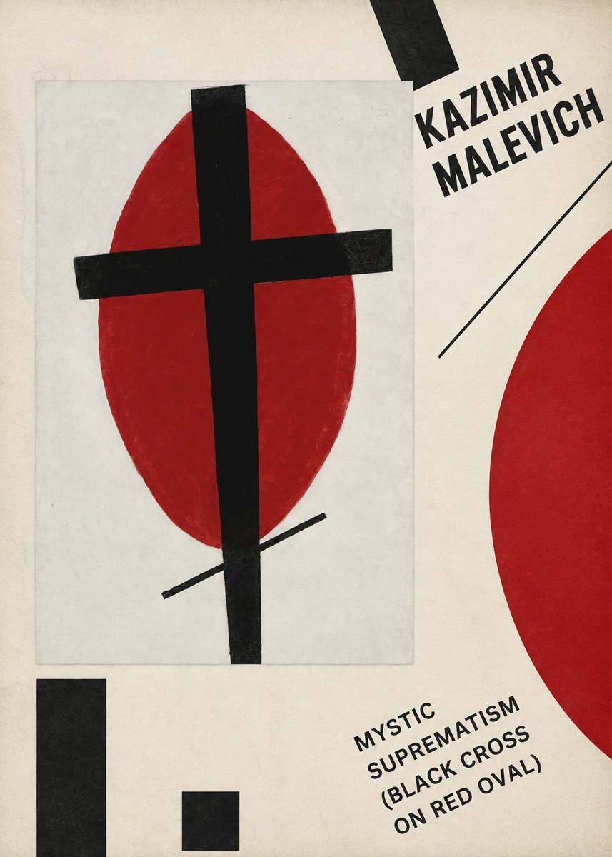 Kazimir Malevich Mystic Suprematism (Black Cross on Red Oval) No4 - Plakát