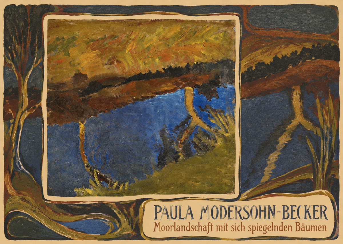 Paula Modersohn-Becker Moorlandschaft Mit Sich Spiegelnden Bäumen No3 - Plakát