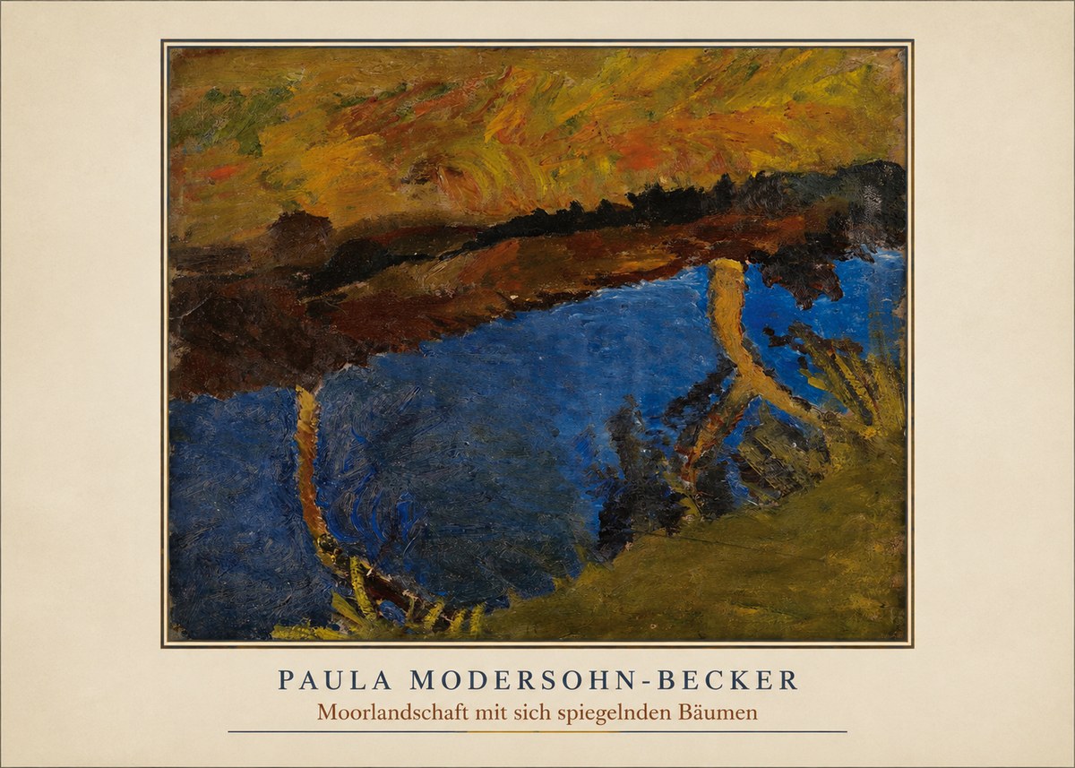 Paula Modersohn-Becker Moorlandschaft Mit Sich Spiegelnden Bäumen No4 - Plakát