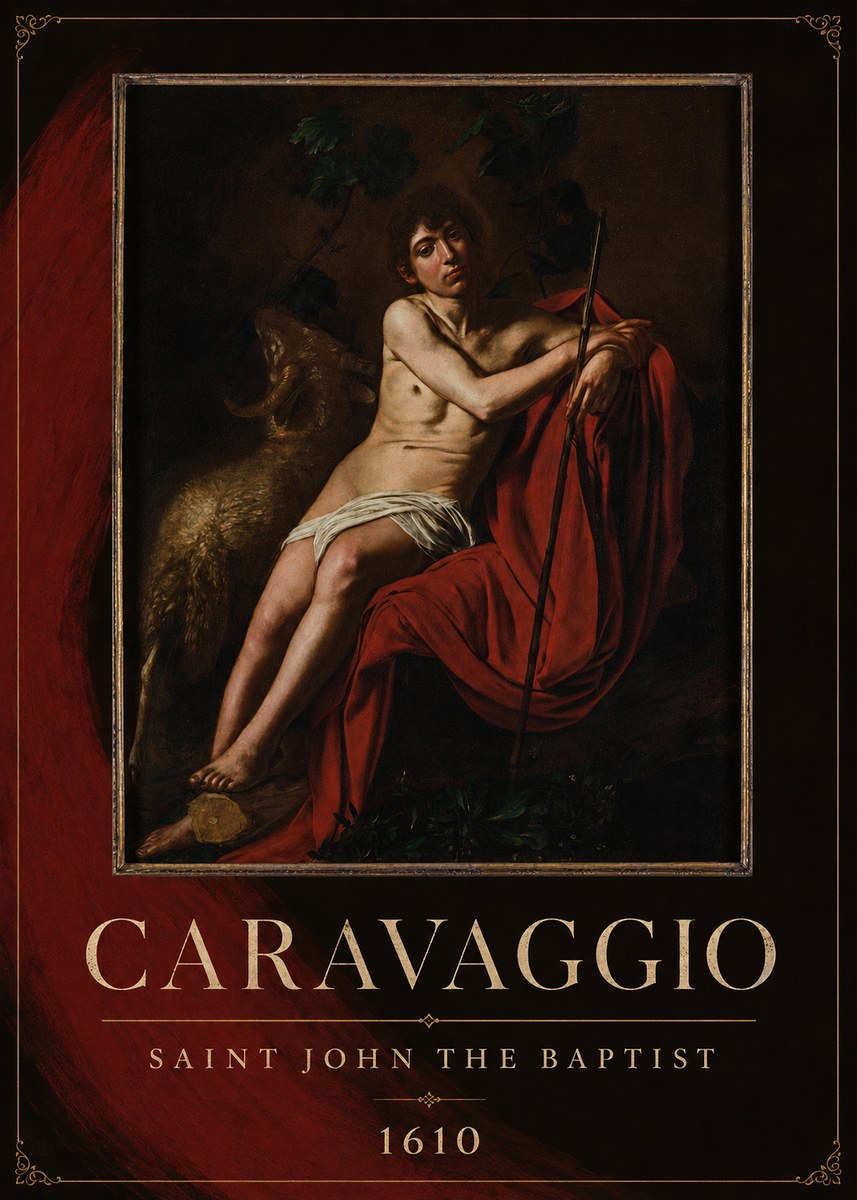 Michelangelo Merisi da Caravaggio Saint John the Baptist III No2 - Plakát