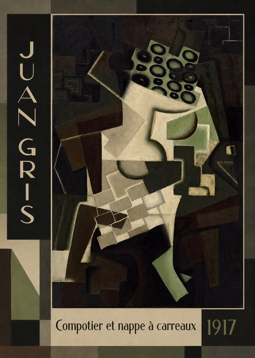 Juan Gris Compotier Et Nappe À Carreaux No1 - Plakát