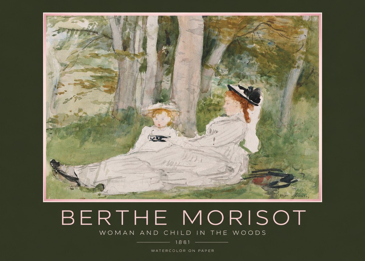 Berthe Morisot Woman and Child in the Woods No2 - Plakát