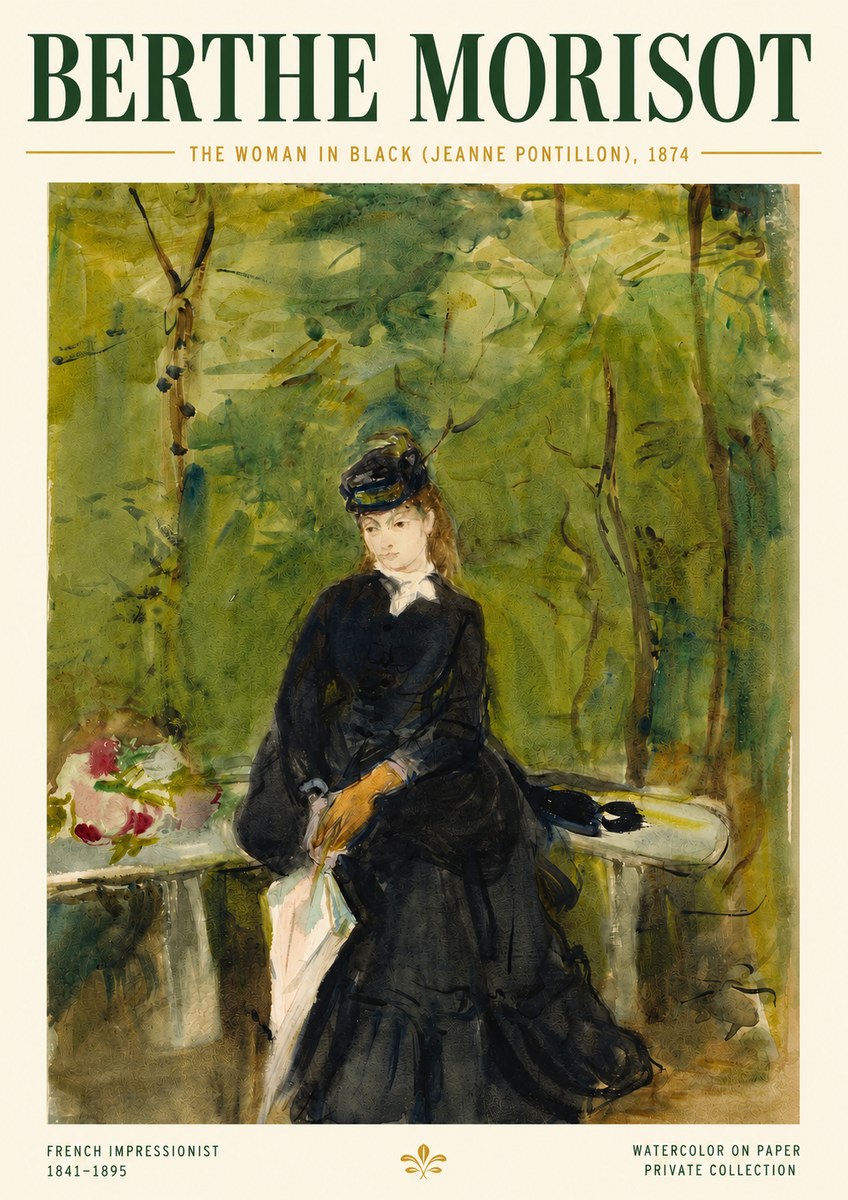 Berthe Morisot The Woman in Black (Jeanne Pontillon) No4 - Plakát