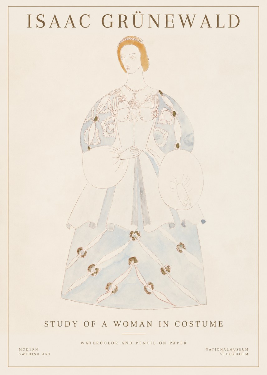 Isaac Grünewald Study of a Woman in Costume No1 - Plakát