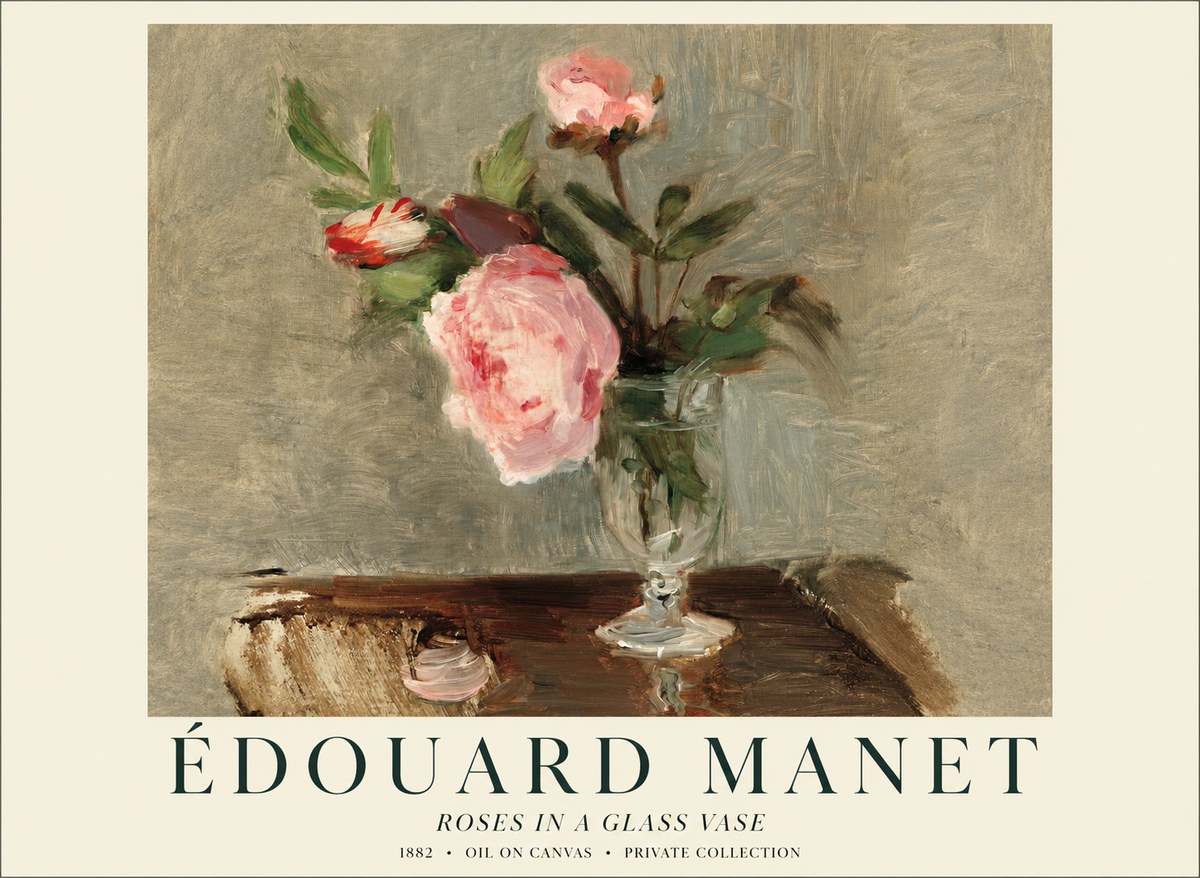 Édouard Manet Roses in a Glass Vase No1 - Plakát