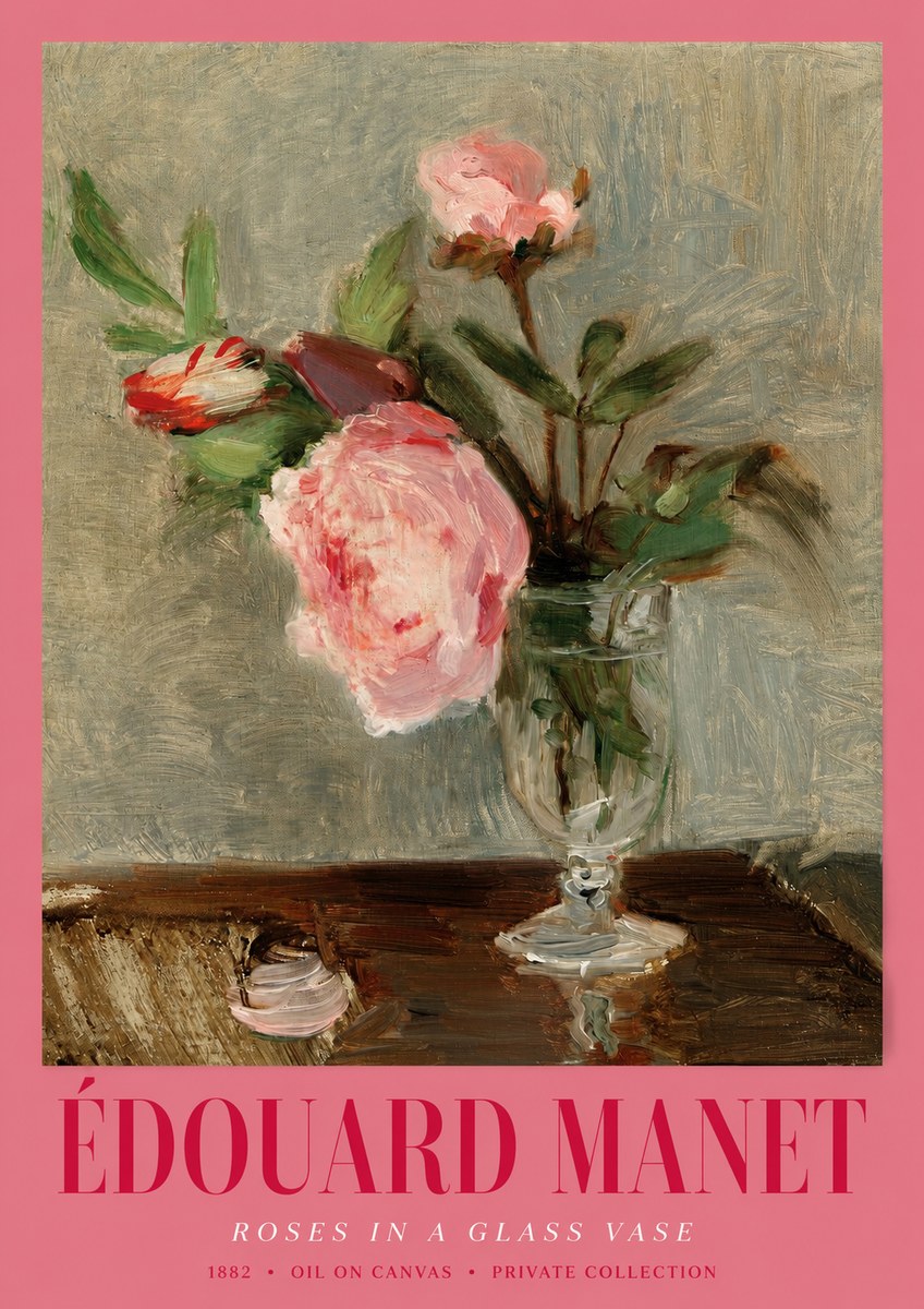 Édouard Manet Roses in a Glass Vase No2 - Plakát