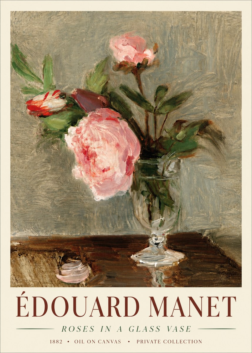 Édouard Manet Roses in a Glass Vase No4 - Plakát