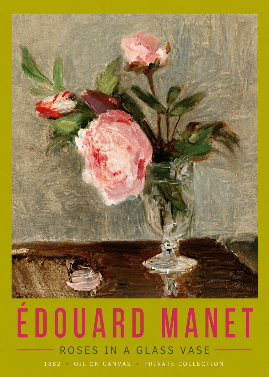 Édouard Manet Roses in a Glass Vase No5 - Plakát
