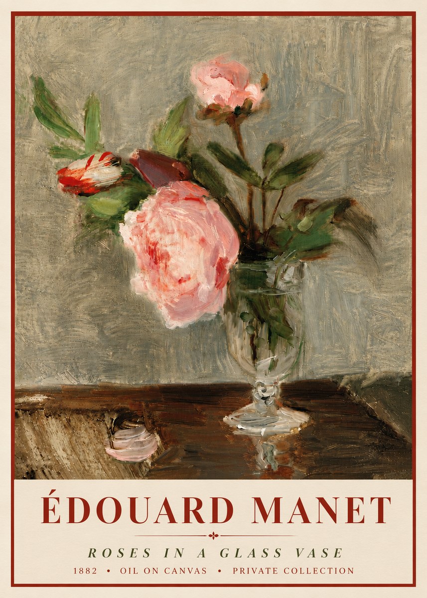 Édouard Manet Roses in a Glass Vase No6 - Plakát