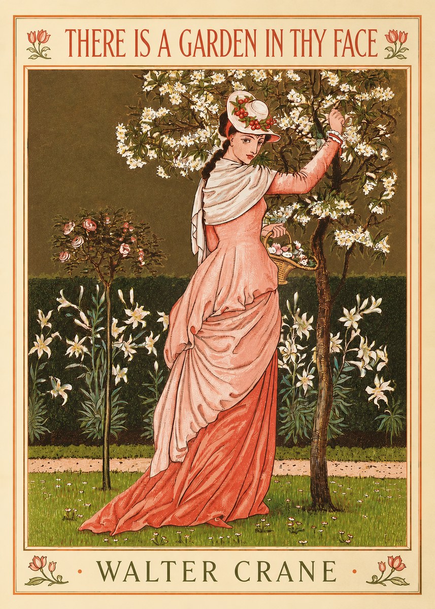 Walter Crane There Is a Garden in Thy Face II No2 - Plakát
