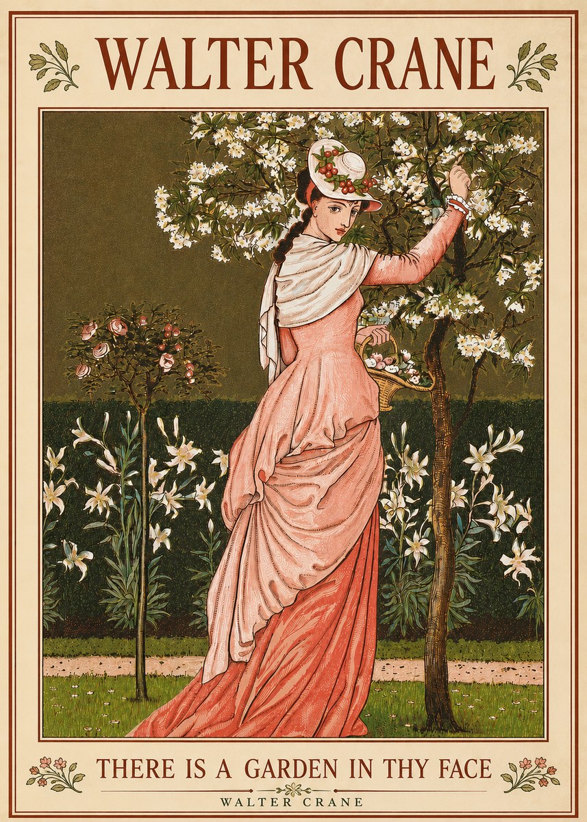 Walter Crane There Is a Garden in Thy Face II No5 - Plakát