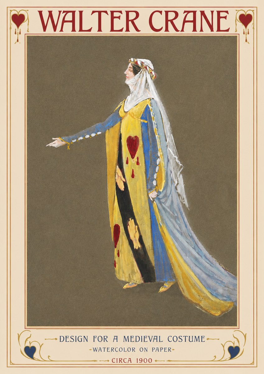 Walter Crane Design for a Medieval Costume No2 - Plakát