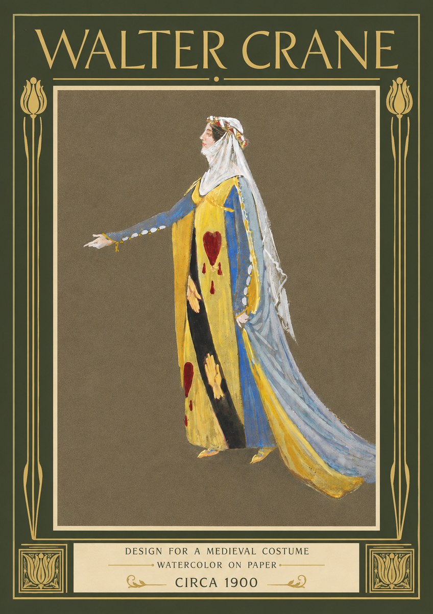 Walter Crane Design for a Medieval Costume No4 - Plakát
