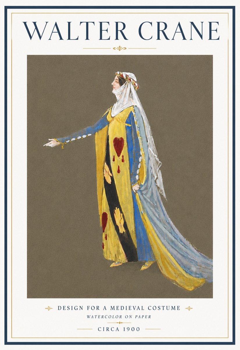 Walter Crane Design for a Medieval Costume No6 - Plakát
