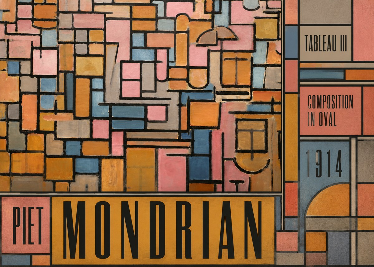 Piet Mondrian Tableau Iii — Composition in Oval No5 - Plakát