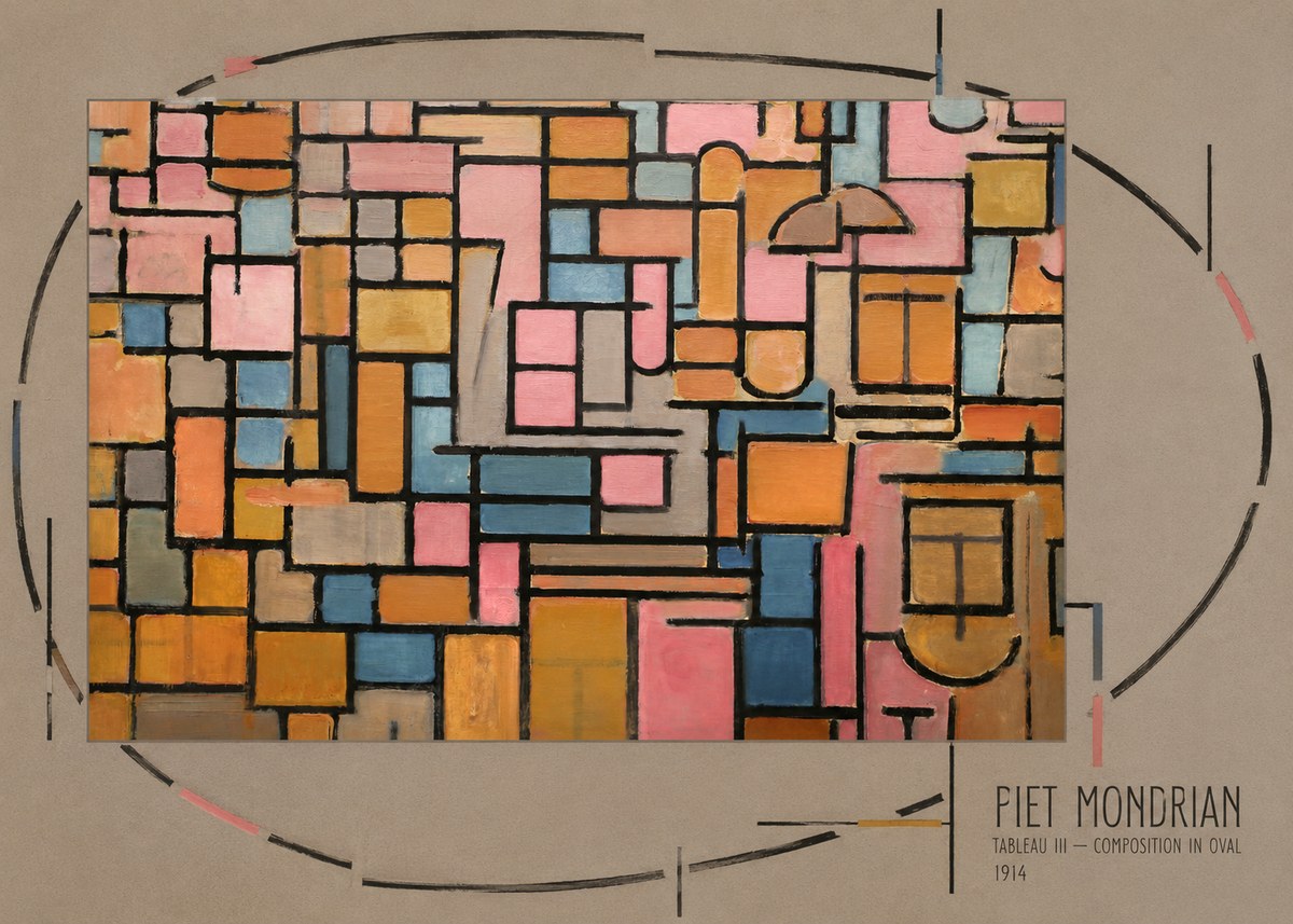 Piet Mondrian Tableau Iii — Composition in Oval No6 - Plakát