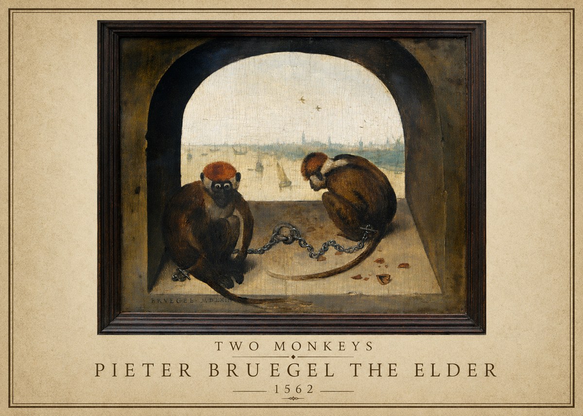 Pieter Bruegel Two Monkeys III No1 - Plakát