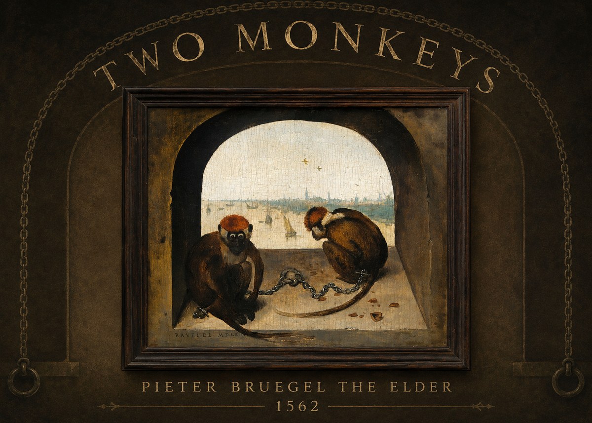 Pieter Bruegel Two Monkeys III No2 - Plakát