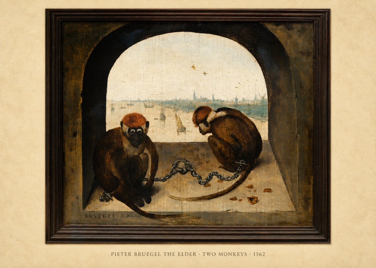 Pieter Bruegel Two Monkeys III No6 - Plakát