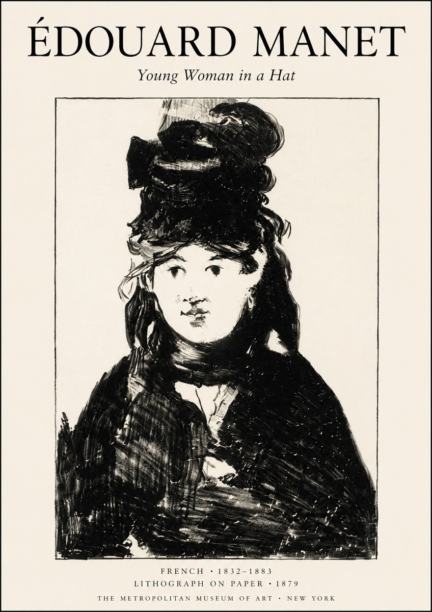 Édouard Manet Young Woman in a Hat II No1 - Plakát