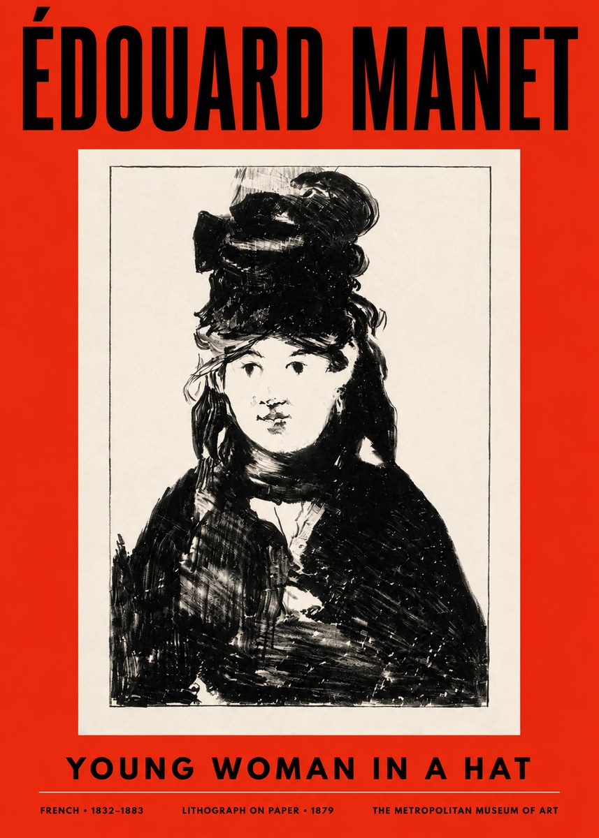 Édouard Manet Young Woman in a Hat II No2 - Plakát