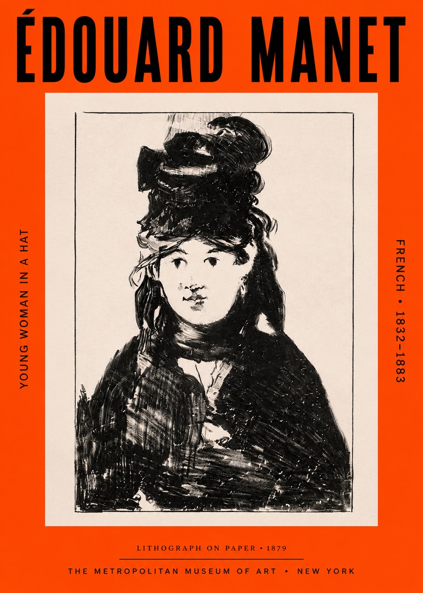 Édouard Manet Young Woman in a Hat II No3 - Plakát
