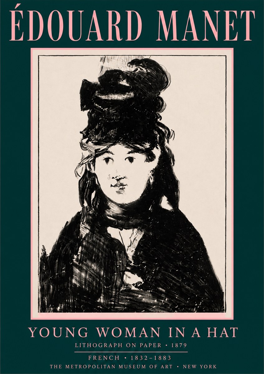Édouard Manet Young Woman in a Hat II No4 - Plakát
