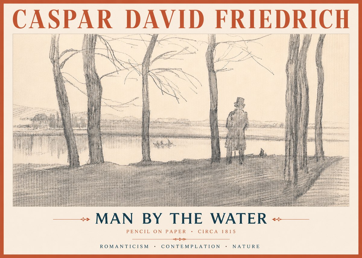 Caspar David Friedrich Man by the Water No6 - Plakát