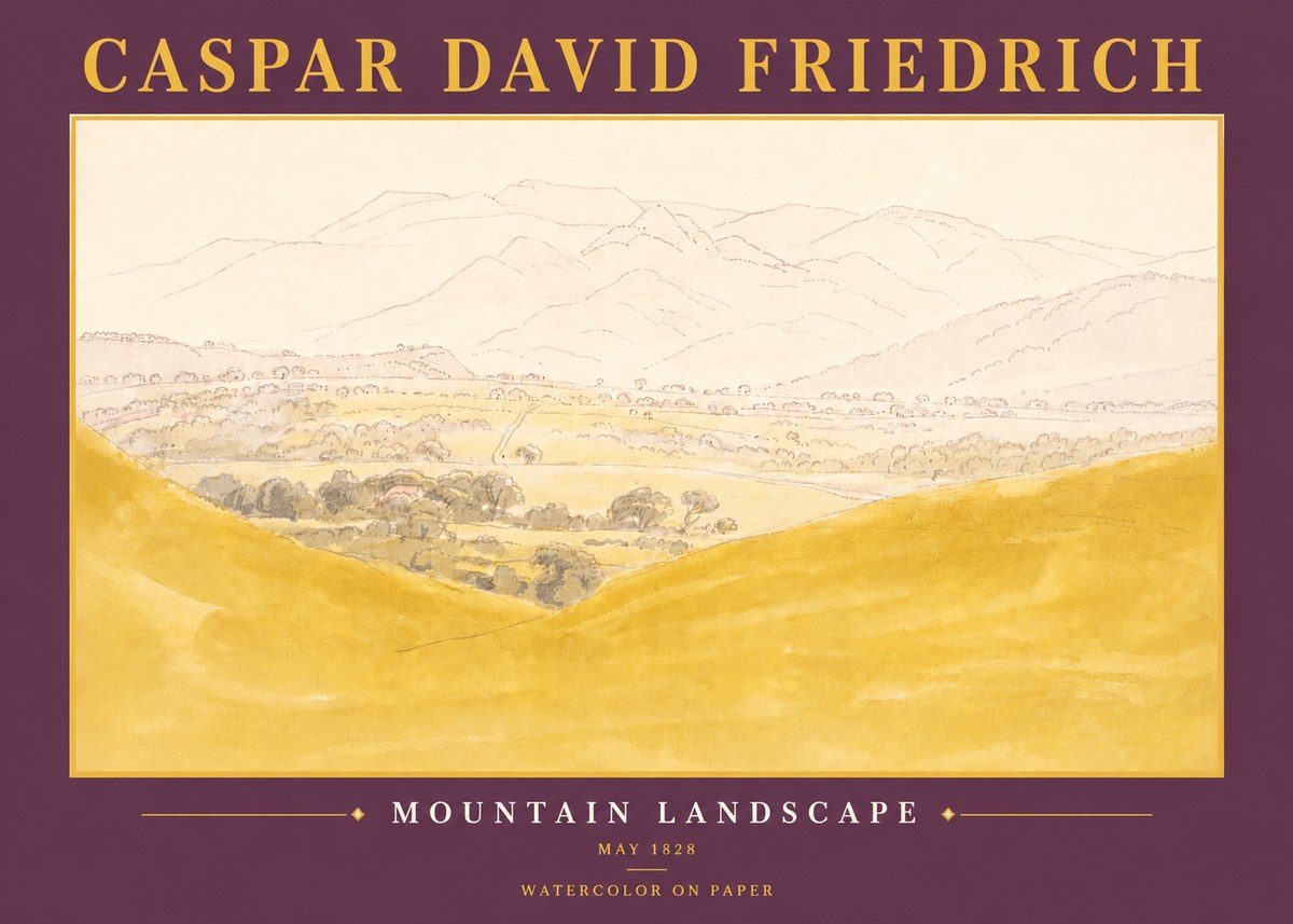 Caspar David Friedrich Mountain Landscape No6 - Plakát